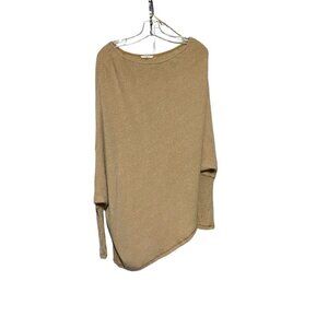 Easel Women's Long Sleeve Ribbed Knit Soft Oversized Blouse Brown Size M